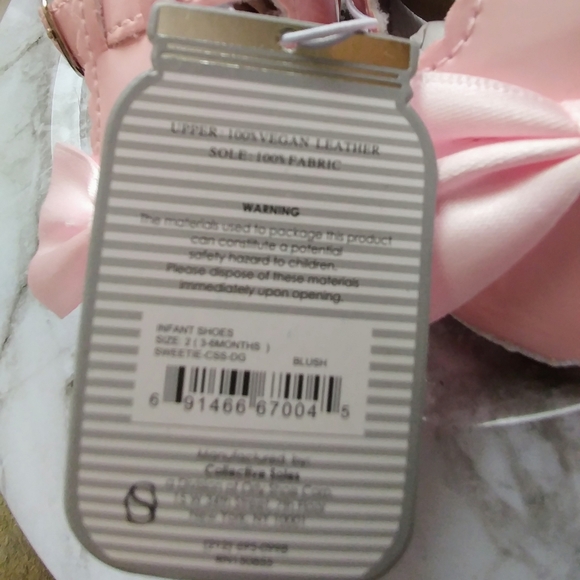 Vegan Leather Crib Shoes NWT Pink Bow Infant 3-6M - Picture 9 of 10